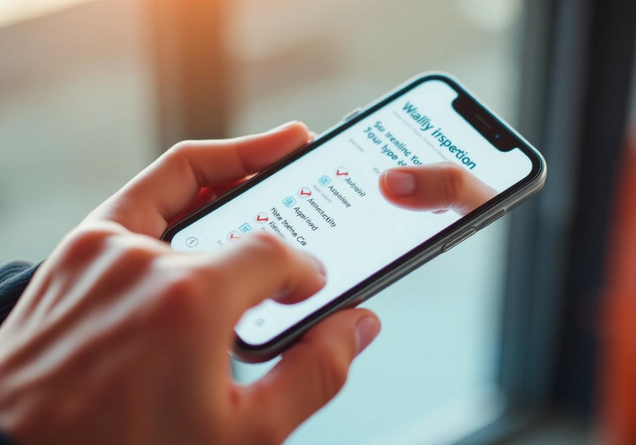 Worker completing a WorkProof checklist on a smartphone